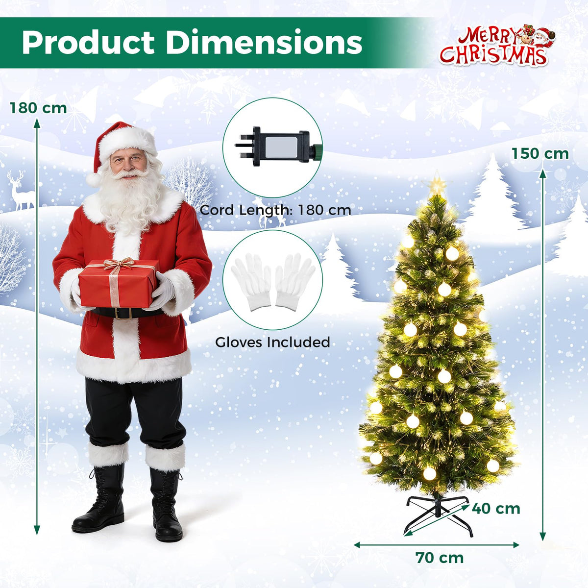 5FT Fiber Optic Christmas Tree, Pre-lit Artificial Xmas Tree