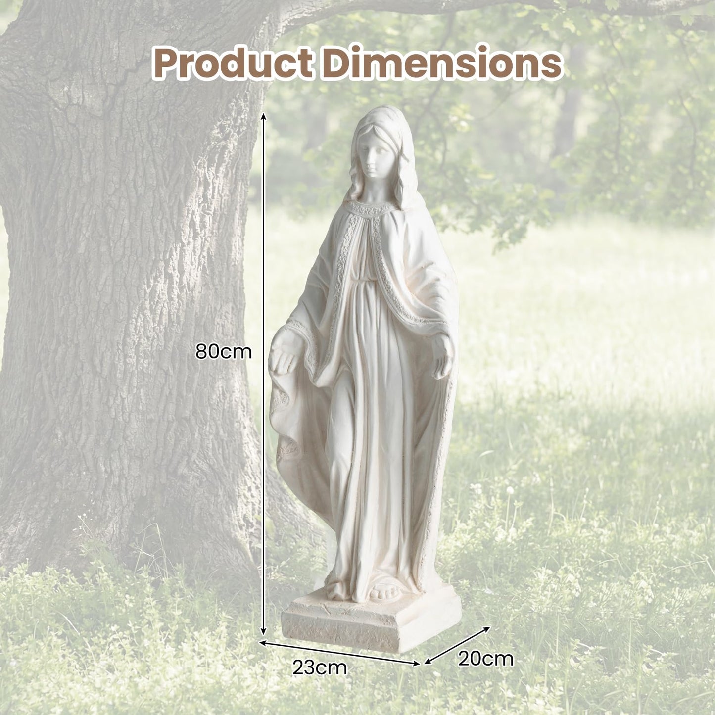 Garden Statue, Tall Virgin Mary/St. Francis Statue, Indoor Outdoor Religious Sculpture Art Decoration