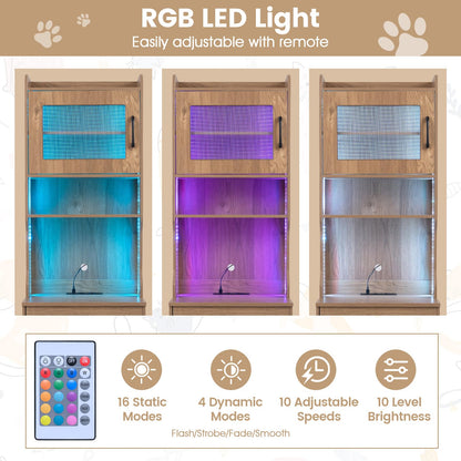 152 cm Tall Cat Litter Box Enclosure with Adjustable LED Light