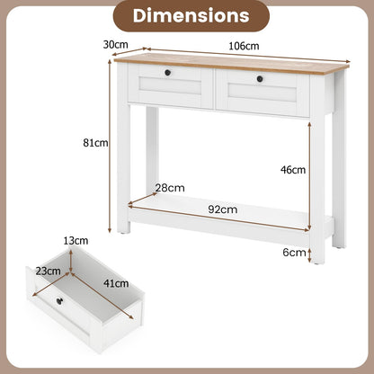 Console Table with 2 Drawers 106 CM Long Entryway Table