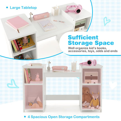Children Dressing Table with Stool for Playroom Bedroom
