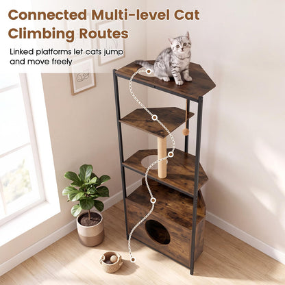 Cat Tree, 156cm Tall Modern Kitten Climbing Tower with Condo