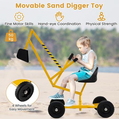 Kids Ride on Digger Children Construction Excavator with 2-Handed Controls