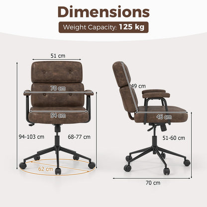 PU Leather Upholstered Office Chair with Button Tufted Back