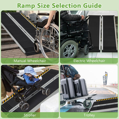 Portable Aluminum Wheelchair Ramp with Transition Plate