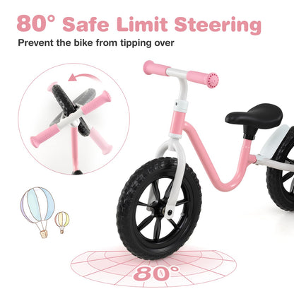 12 Inch Balance Bike No Pedal Training Bicycle with Adjustable Handle and Seat