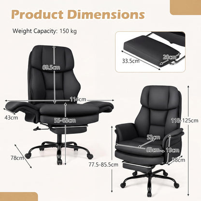 Ergonomic Cross Legged Office Chair with Retractable Footrest Adjustable Armrests for Home Office