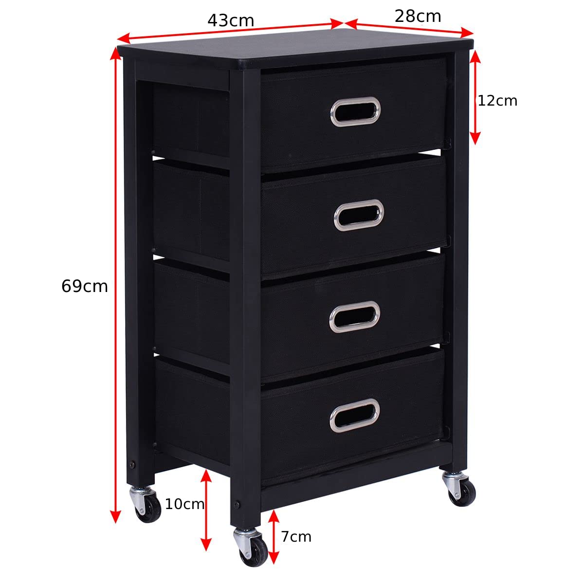 Mobile Filing Cabinet with 4 Drawers
