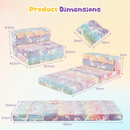 Glow In the Dark Kids Couch with Washable Zippered Covers and Extra Pillow