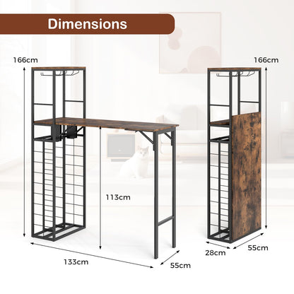 Bar Table with Foldable Tabletop for Dining Room and Living Room