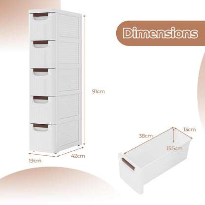 3/4/5-Drawer Narrow Storage Cabinet for Small Space