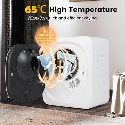4kg Mini Vented Tumble Dryer, 800W Compact Laundry Dyer with 5 Drying Modes