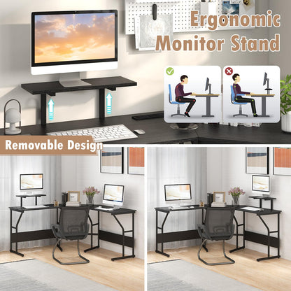 L-Shaped Computer Desk, 225cm Convertible Double Study Writing Workstation
