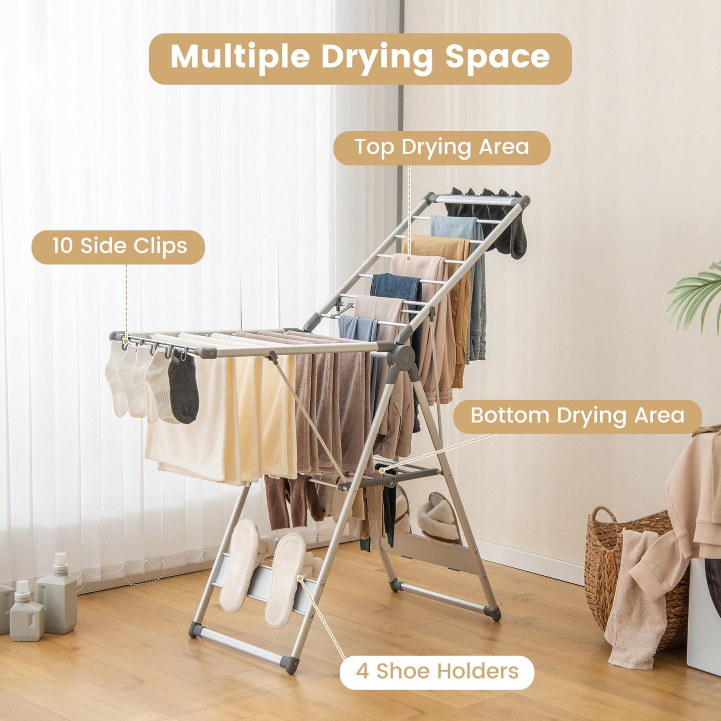 2 Layer Aluminum Folding Clothes Drying Rack