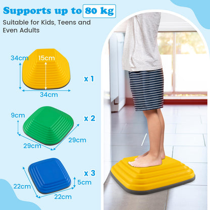 6 Pieces Kids Stepping Stone Non-Slip Square Toddler Balance Stones