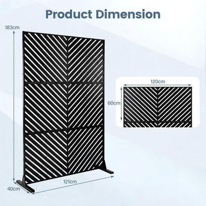 183 CM Freestanding Metal Outdoor Privacy Screen for Patio Garden