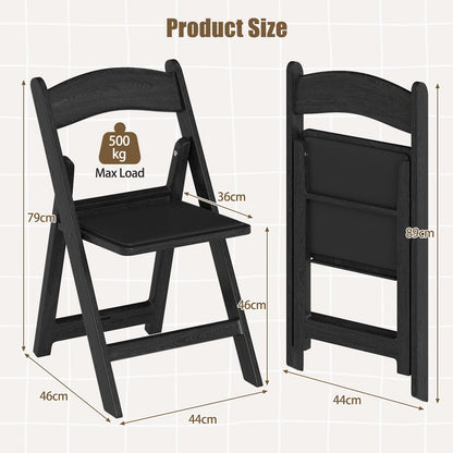 4 Pack Resin Folding Chairs, 500KG Static Load Dining Chairs