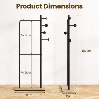 Heavy-Duty Clothes Rail, Metal Clothes Rack Garment Coat Stand with Double Rails