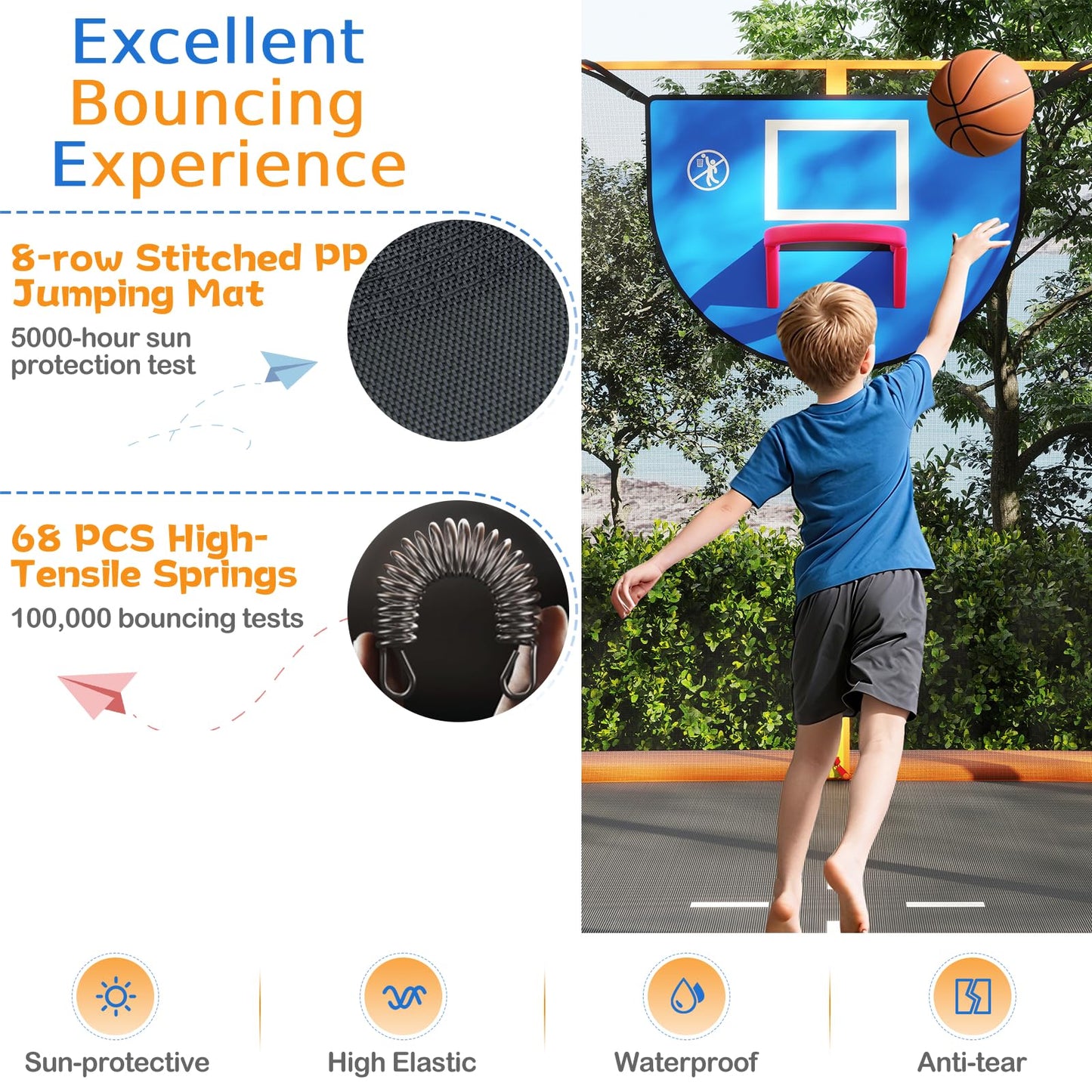 Rectangle Outdoor Trampoline 317 x 255 cm Backyard Trampoline