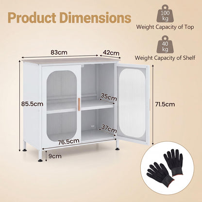 Kitchen Sideboard with 2 Translucent Doors & Adjustable Shelf