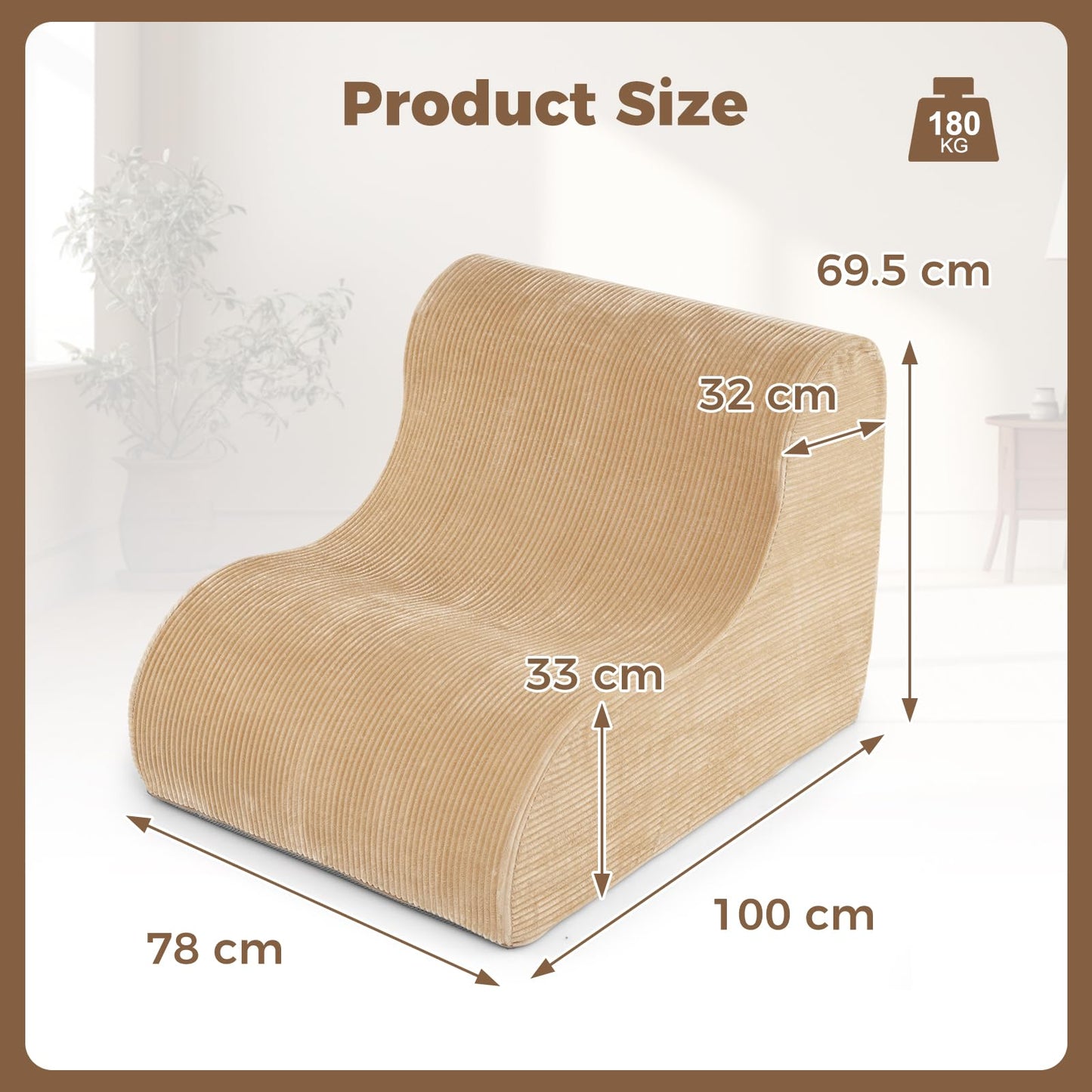 Curved Lazy Floor Sofa with Machine-washable Cover and Anti-slip Bottom