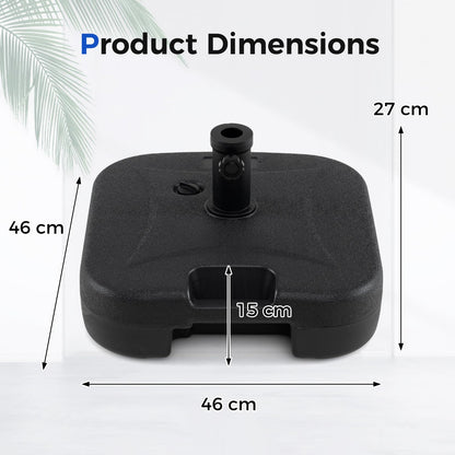 Fillable Base Weight, 27kg Water or Sand Filled Patio Parasol Umbrella Stand