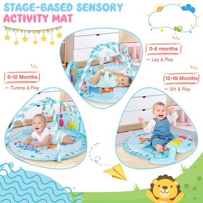 Kick & Play Piano Gym Activity Center with Lights and 5 Hanging Sensory Toys