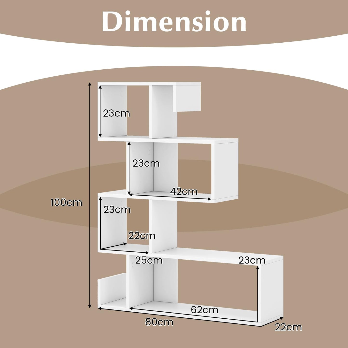 4 Tier Wooden Bookshelf for Living Room Bedroom Office