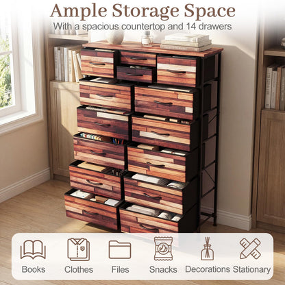 11/14-Drawer Dresser Tall Storage Chest with Metal Frame