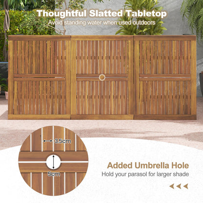 8 Seater Outdoor Dining Table with Umbrella Hole for Poolside Backyard