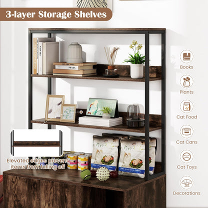 Hidden Cats Washroom Furniture with 3-tier Storage Shelves
