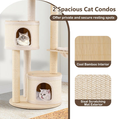 6-level Wooden cat tree with cat condo and sisal scratching posts for indoor