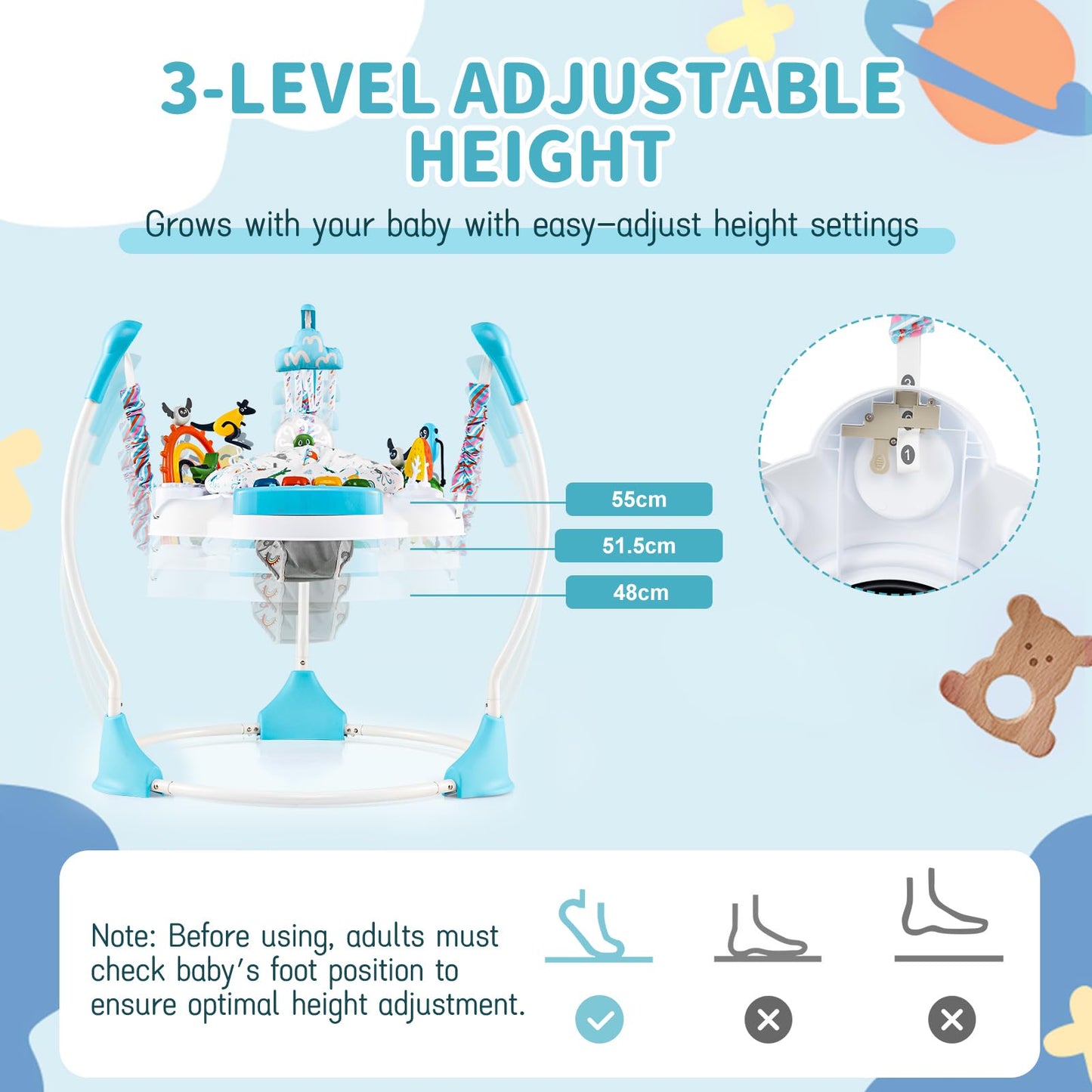 Baby Activity Center Baby Jumper and Bouncer with 6 Interactive Toys for Babies Age 6 Months +