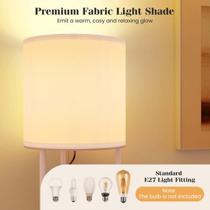 Floor Lamp with 3 Storage Shelves & Linen Fabric Shade