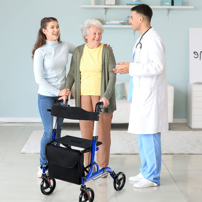 2 in 1 Walker Aluminium Mobility Walking Aid with Seat Adjustable