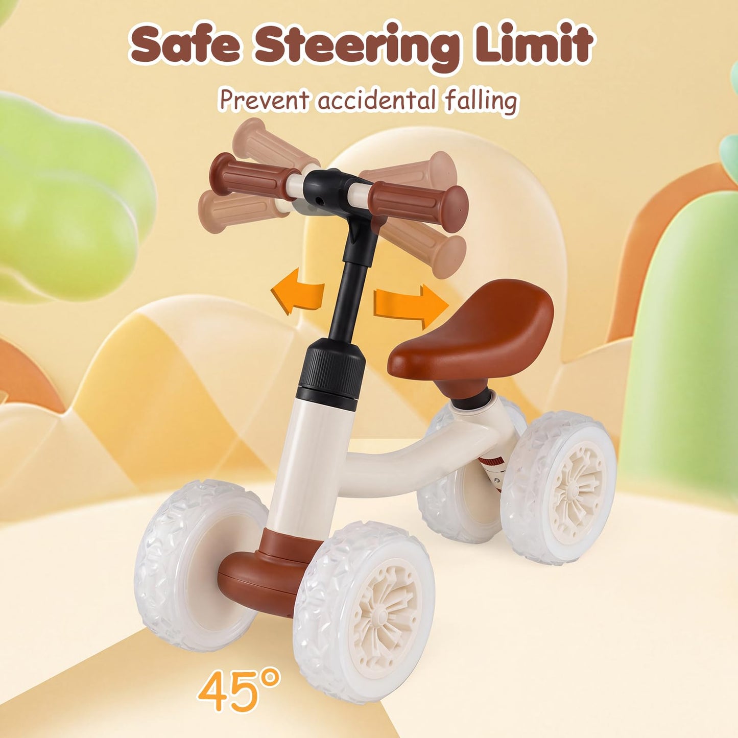 Baby Balance Bike, 4 Colorful Lighting Wheels Toddler Bikes with Adjustable Handlebar & Seat
