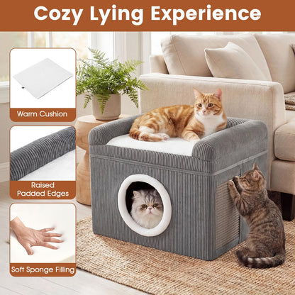 Cat House for Indoor Cats, Foldable Cat Condo