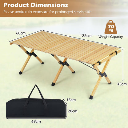 Folding Picnic Table, 4FT Roll Up Camping Table with Storage Bag for 4-6 People
