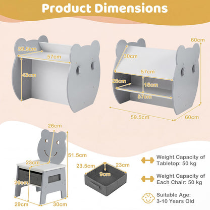 Toddler Table and Chair Set, 3 in 1 Activity Table with Reversible Whiteboard