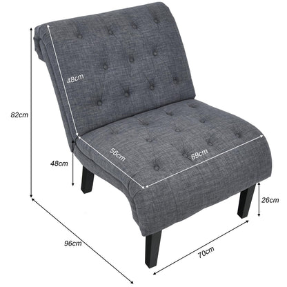 Modern Upholstered Accent Chair with Button Tufted Linen Fabric