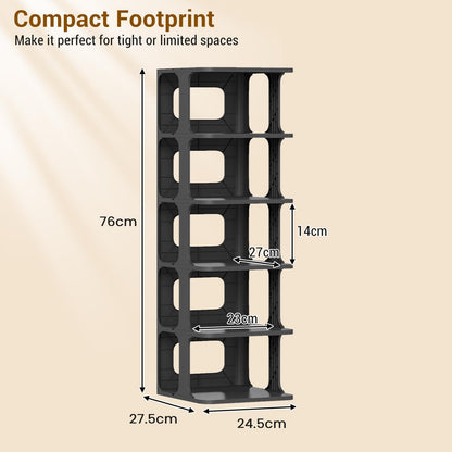 6-Tier Shoe Rack, Stackable Tall Shoe Storage Organizer Vertical Shelf