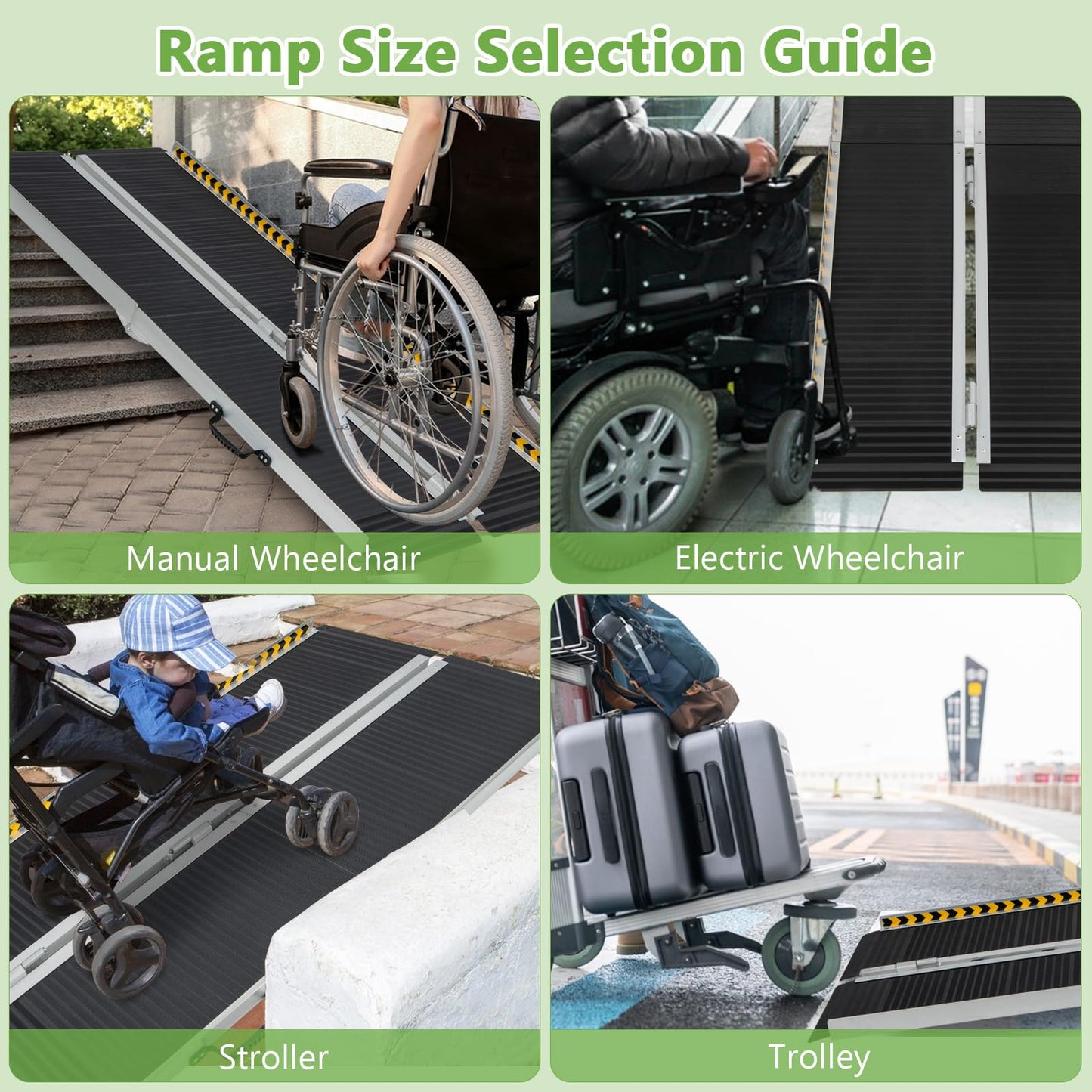 Portable Aluminum Wheelchair Ramp with Transition Plate