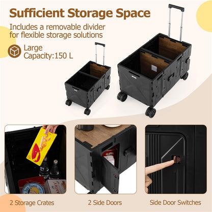 Collapsible Wagon Cart Foldable Utility Cart with Telescoping Handle