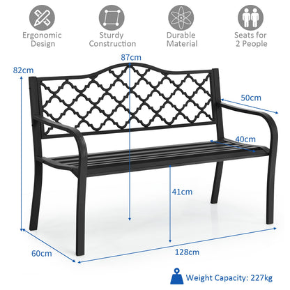 128 x 60 x 87 cm Outdoor Metal Frame Loveseat Park Bench