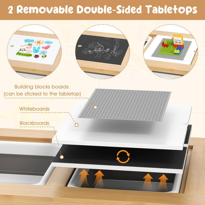 Sensory Table and Chair Set with Foldable Bins for Kids 2 to 8