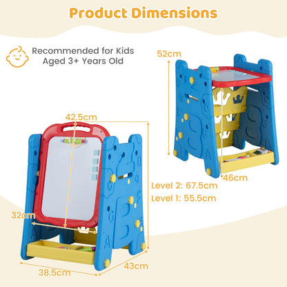 3 in 1 Art Easel for Kids Double Sided Magnetic Board Chalkboard and Whiteboard