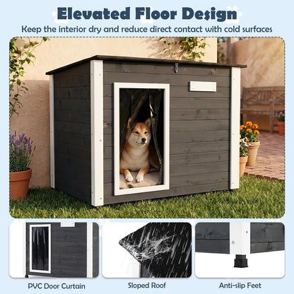 Wooden Dog House, Outdoor Weatherproof Pet Shelter