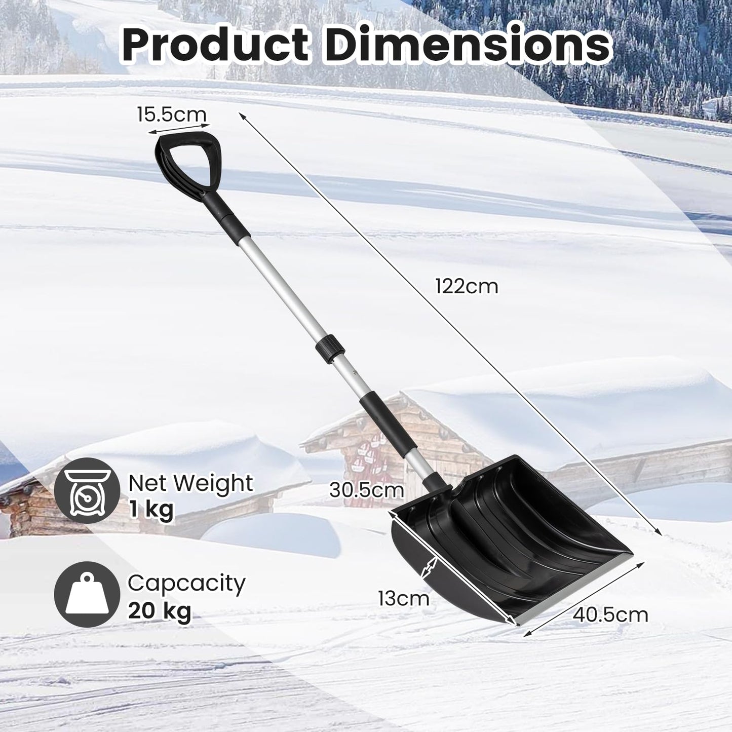 Snow Shovel for Driveway Car, Large Capacity Snow Removal Tool