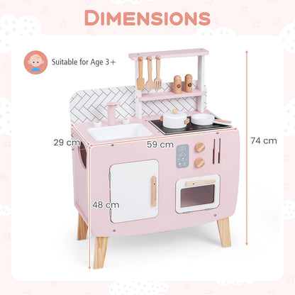 Wooden Kitchen Playset with Stoves and Cookware Accessories