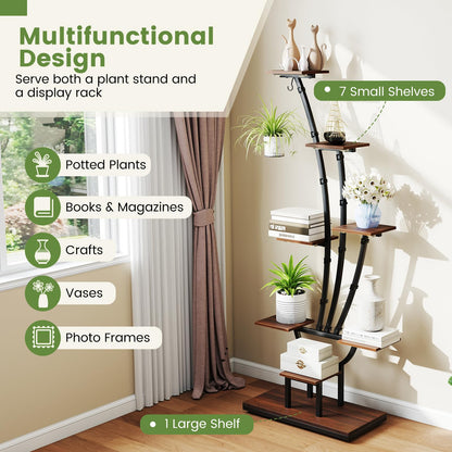 146/155CM Tall 8-Tier Corner Metal Plant Shelf for Multiple Plants